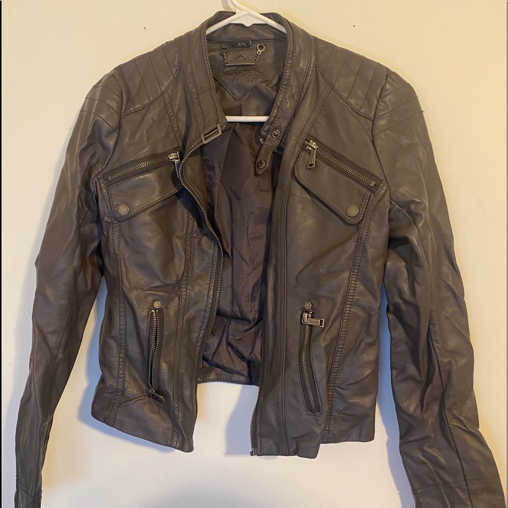 Soft imitation leather girls coat